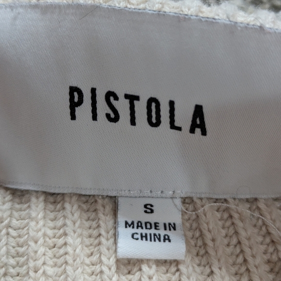 Pistola Cream White Tie Dye Bleach Dye Oversized Distressed Hem Sweater S - Picture 6 of 8